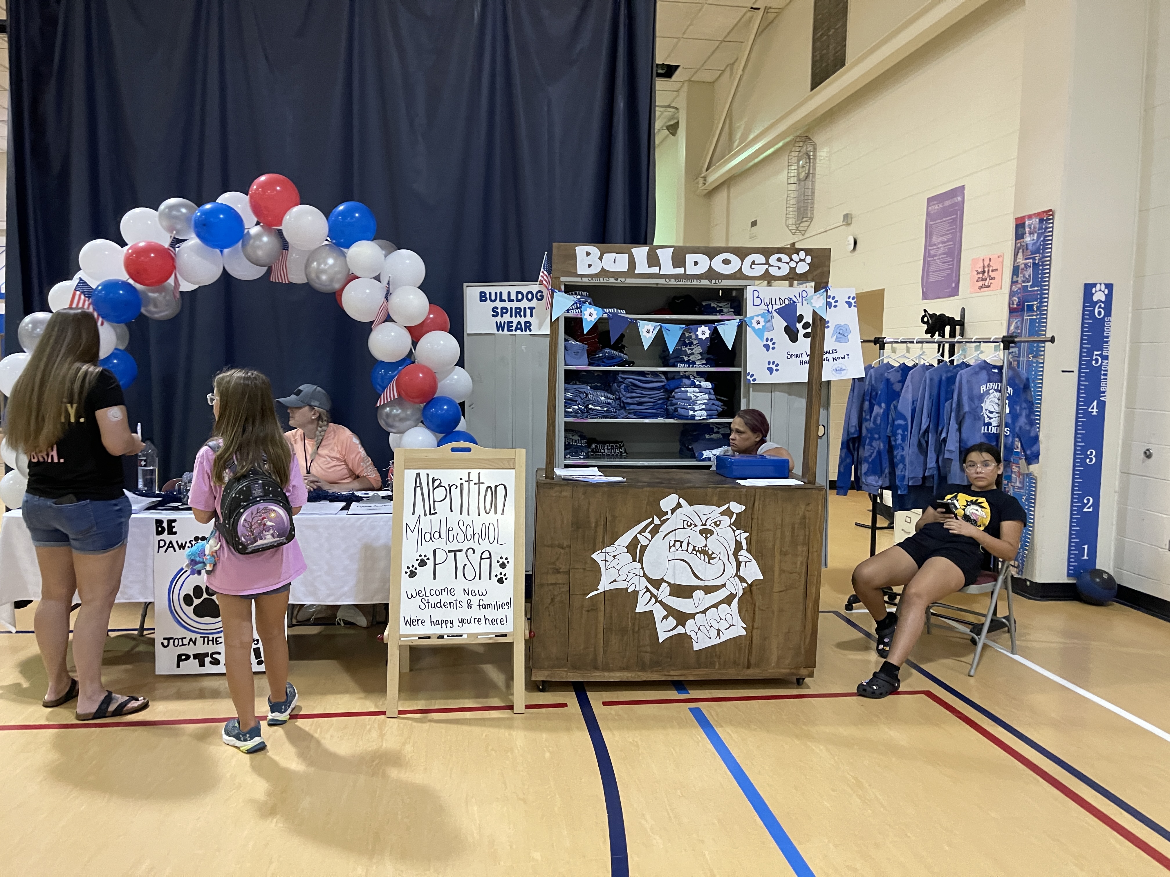 Albritton PTSA information table and spirit wear.